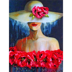 5D Diamond Painting Kit Woman With Hat Full Drill Art DIY