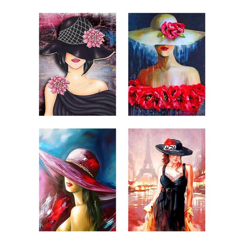 5D Diamond Painting Kit Woman With Hat Full Drill Art DIY
