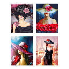 5D Diamond Painting Kit Woman With Hat Full Drill Art DIY
