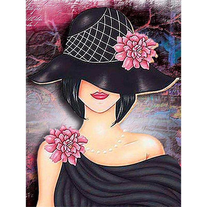 5D Diamond Painting Kit Woman With Hat Full Drill Art DIY