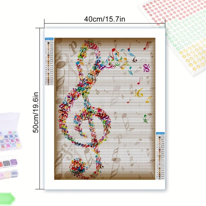Crystal Rhinestone Music Notes Cross Stitch Embroidery Home Wall Decor