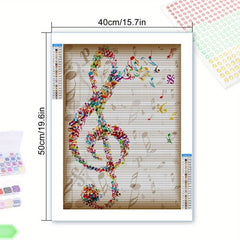 Crystal Rhinestone Music Notes Cross Stitch Embroidery Home Wall Decor