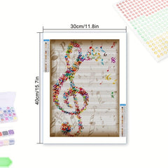 Crystal Rhinestone Music Notes Cross Stitch Embroidery Home Wall Decor