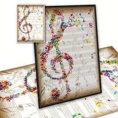 Crystal Rhinestone Music Notes Cross Stitch Embroidery Home Wall Decor