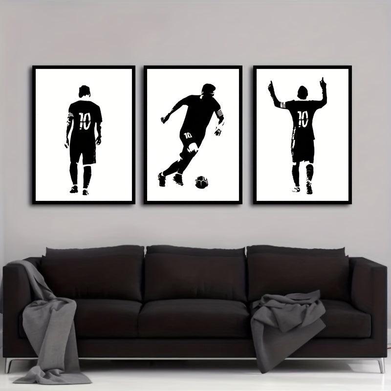 3pcs Football Star Poster Modern Art Abstract Character Gift For Bedroom Decor