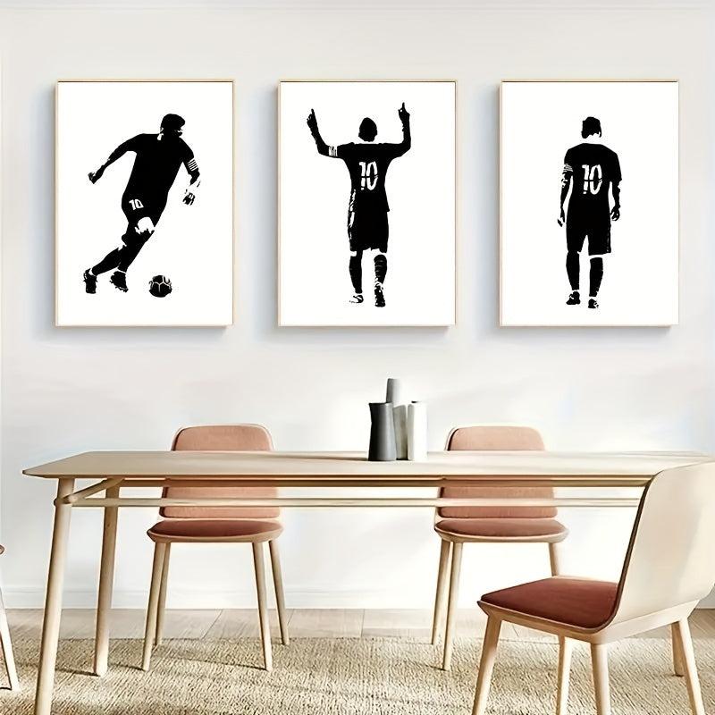 3pcs Football Star Poster Modern Art Abstract Character Gift For Bedroom Decor