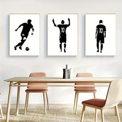 3pcs Football Star Poster Modern Art Abstract Character Gift For Bedroom Decor