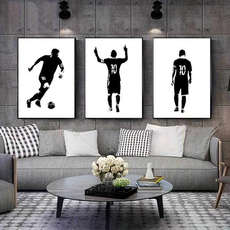3pcs Football Star Poster Modern Art Abstract Character Gift For Bedroom Decor