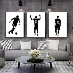 3pcs Football Star Poster Modern Art Abstract Character Gift For Bedroom Decor