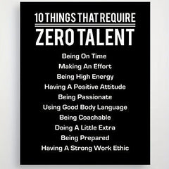 Modern Art Canvas Poster - Zero Talent Motivational Quotes