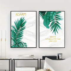 Canvas Poster Green Plant Leaves Nordic Art Ideal Gift Bedroom Living Room