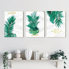 Canvas Poster Green Plant Leaves Nordic Art Ideal Gift Bedroom Living Room