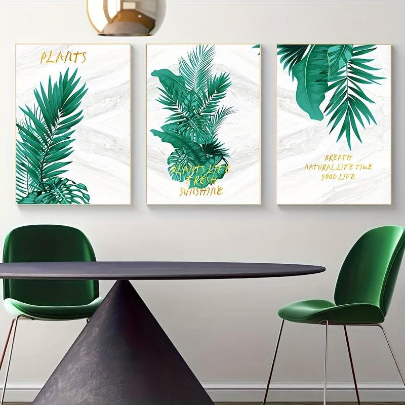 Canvas Poster Green Plant Leaves Nordic Art Ideal Gift Bedroom Living Room