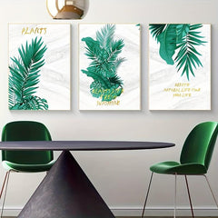 Canvas Poster Green Plant Leaves Nordic Art Ideal Gift Bedroom Living Room