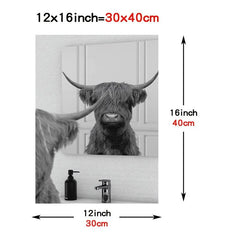 Highland Cow Bathroom Decor Canvas Poster