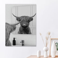 Highland Cow Bathroom Decor Canvas Poster