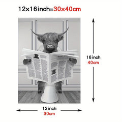 Highland Cow Bathroom Decor Canvas Poster