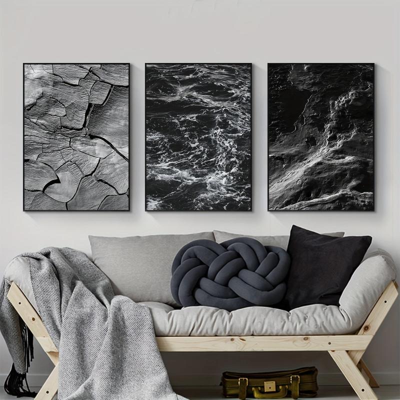 Modern Art Mable Sea Dark Wave Canvas Poster Set