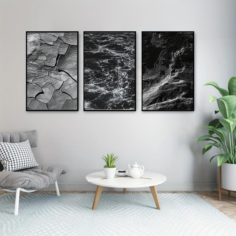Modern Art Mable Sea Dark Wave Canvas Poster Set