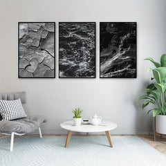 Modern Art Mable Sea Dark Wave Canvas Poster Set