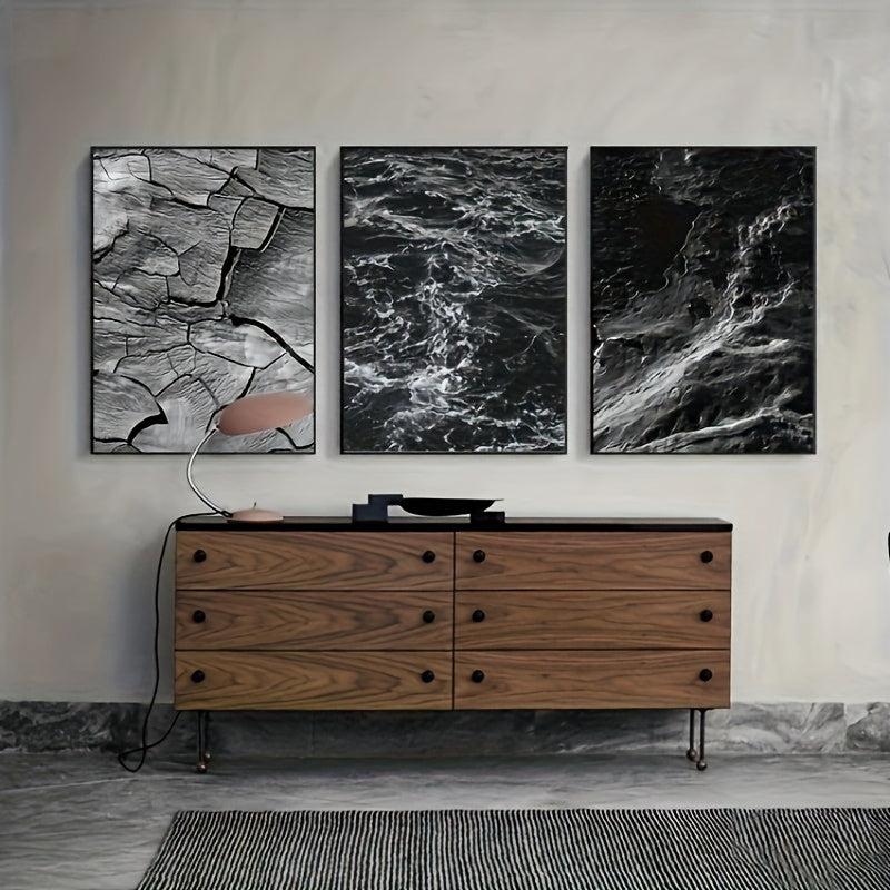 Modern Art Mable Sea Dark Wave Canvas Poster Set