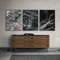 Modern Art Mable Sea Dark Wave Canvas Poster Set