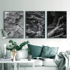 Modern Art Mable Sea Dark Wave Canvas Poster Set