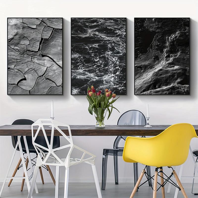 Modern Art Mable Sea Dark Wave Canvas Poster Set