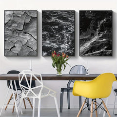 Modern Art Mable Sea Dark Wave Canvas Poster Set