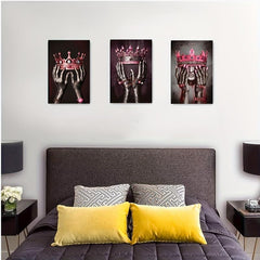 3pcs Canvas Poster African American King Queen Crown Painting