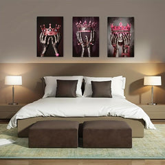 3pcs Canvas Poster African American King Queen Crown Painting