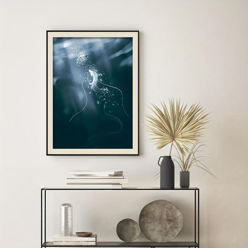 Japanese Anime Character Poster Girl And Dragon Abstract Canvas Painting