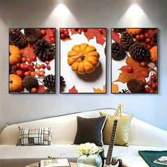 Modern Art Pumpkin Canvas Decorative Posters, 3pcs Set