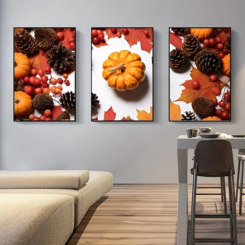Modern Art Pumpkin Canvas Decorative Posters, 3pcs Set