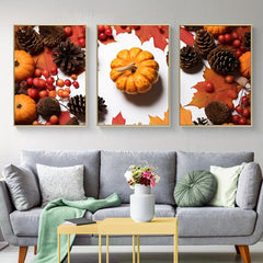 Modern Art Pumpkin Canvas Decorative Posters, 3pcs Set