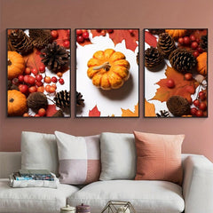 Modern Art Pumpkin Canvas Decorative Posters, 3pcs Set