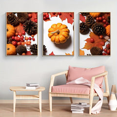 Modern Art Pumpkin Canvas Decorative Posters, 3pcs Set
