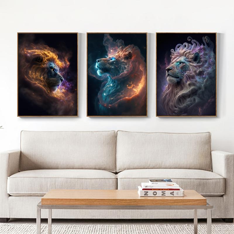 3pcs Modern Lion Wall Paintings