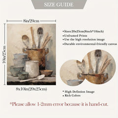 Canvas Poster Tableware Print Fish Meat Peach Tree Painting
