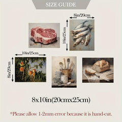 Canvas Poster Tableware Print Fish Meat Peach Tree Painting