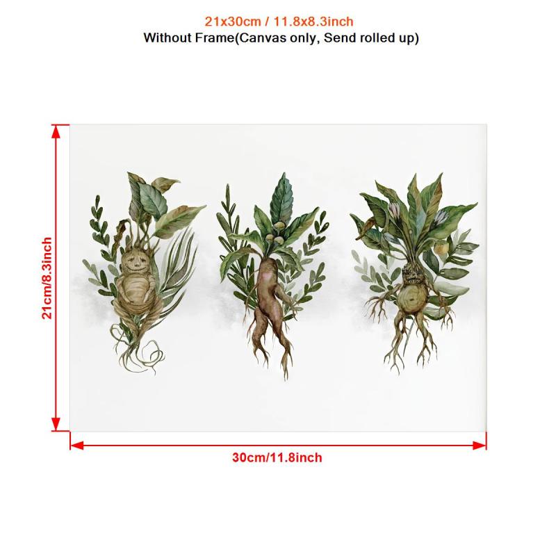 Canvas Poster Modern Art Mandrakes Plant Herbology Print Magic Botanical Waterco