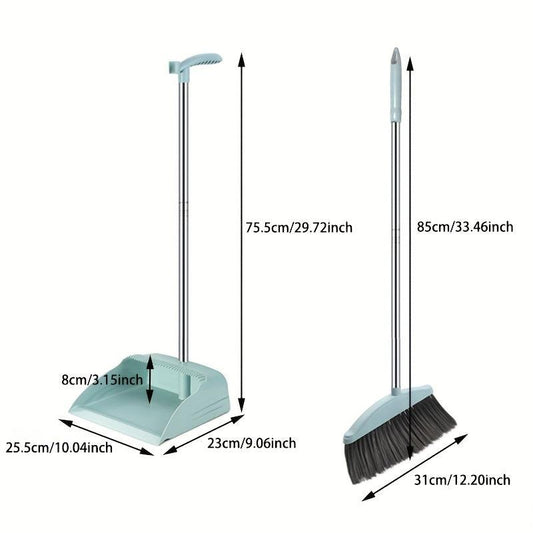 2pcs Broom & Dustpan Set Long Handle Comb Shape Sweeper Household Cleaning