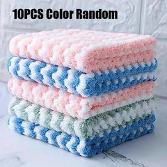 10pcs Coral Velvet Dishwashing Cloth Soft Absorbent Towel
