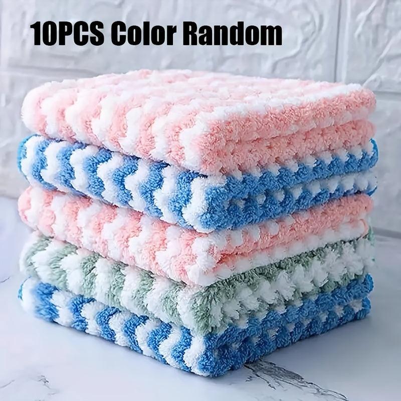 10pcs Coral Velvet Dishwashing Cloth Soft Absorbent Towel