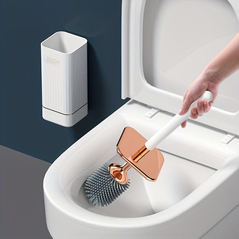 Silicone Toilet Brush Set Wall Mounted Long Handle Flexible No Dead Corner Brush