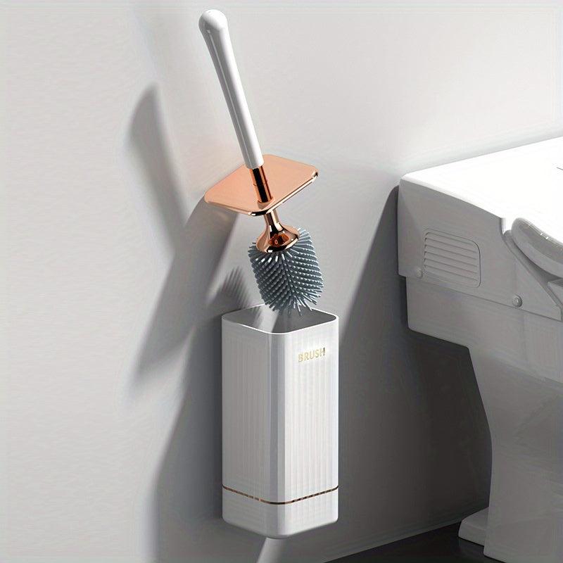 Silicone Toilet Brush Set Wall Mounted Long Handle Flexible No Dead Corner Brush