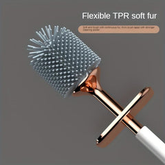 Silicone Toilet Brush Set Wall Mounted Long Handle Flexible No Dead Corner Brush