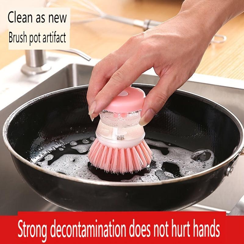 3pcs Cleaning Brush with Soap Dispenser, Multi-functional Dish Washing
