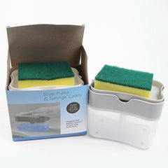 Kitchen Sponge Holder Soap Dispenser for Sink Dish Washing