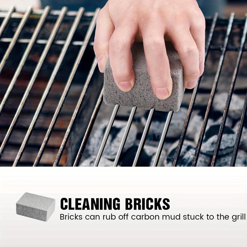 Grill Griddle Cleaning Brick Block Descaling Stone BBQ Handle Protect Hands